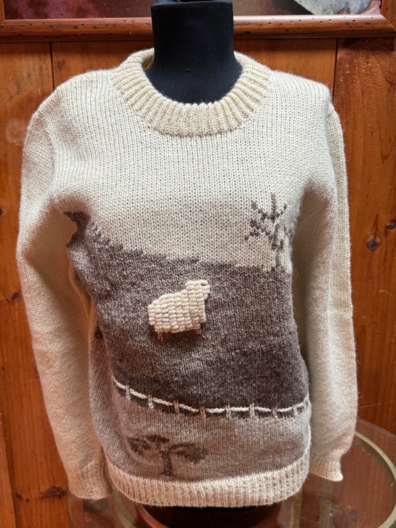 Vintage wool handknit Rapaki Mahana sweater, made 