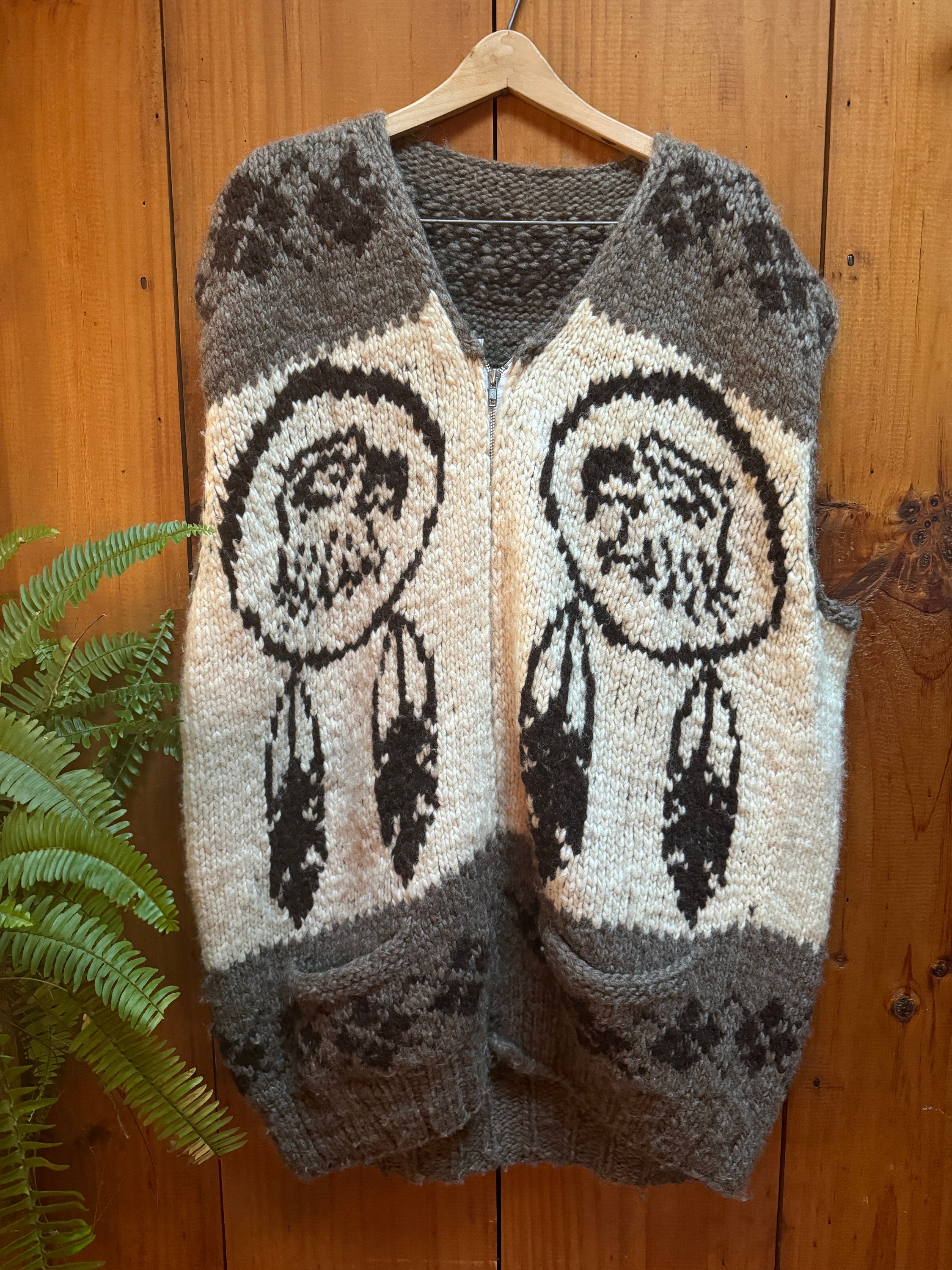 トップス edit clothing / Cowichan hand knit 2 Vintage Double Horse Cowichan Sweater Full Zip Knit Diamond