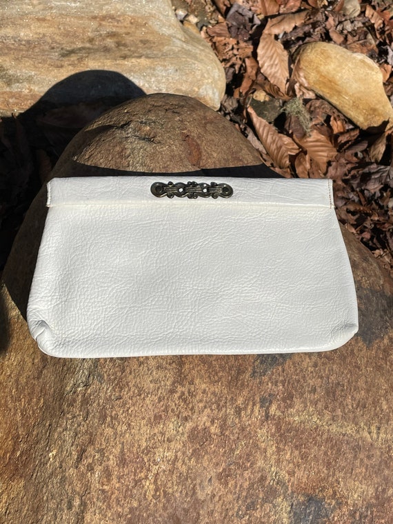 Vintage White leather clutch purse