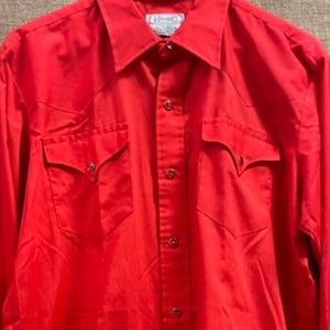 Vintage Western HBarC pearl snap red shirt