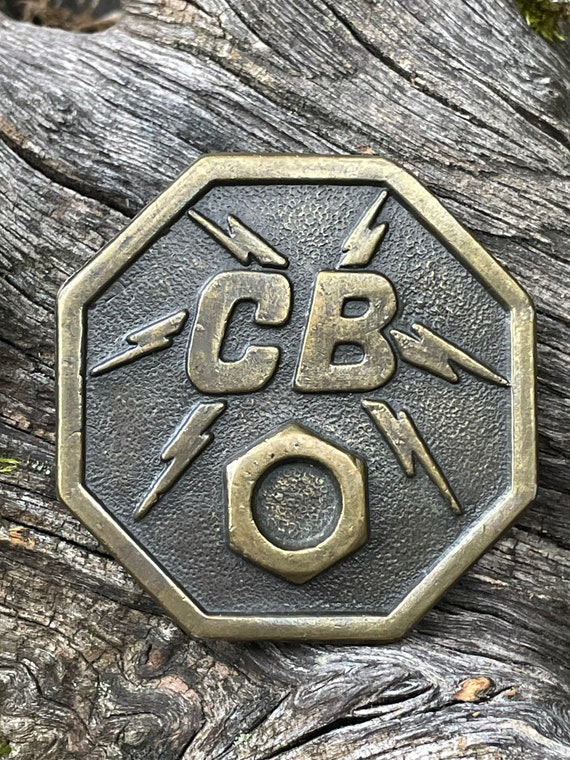 Vintage brass CB belt buckle - image 1