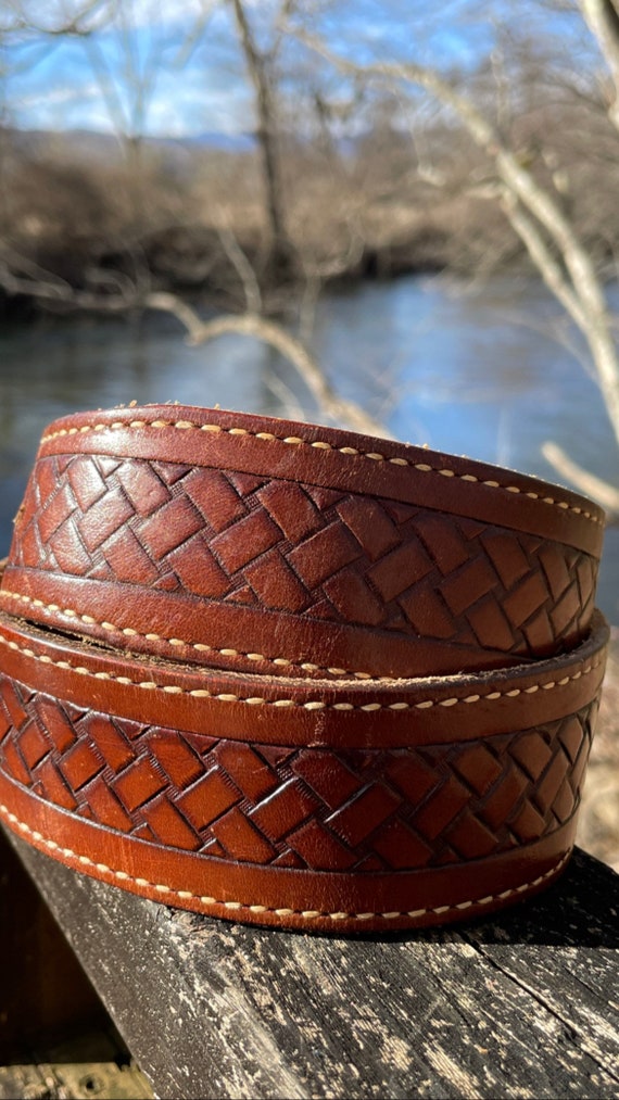 Vintage Tooled leather belt - image 6