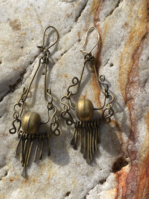Vintage Boho brass earrings. - image 3
