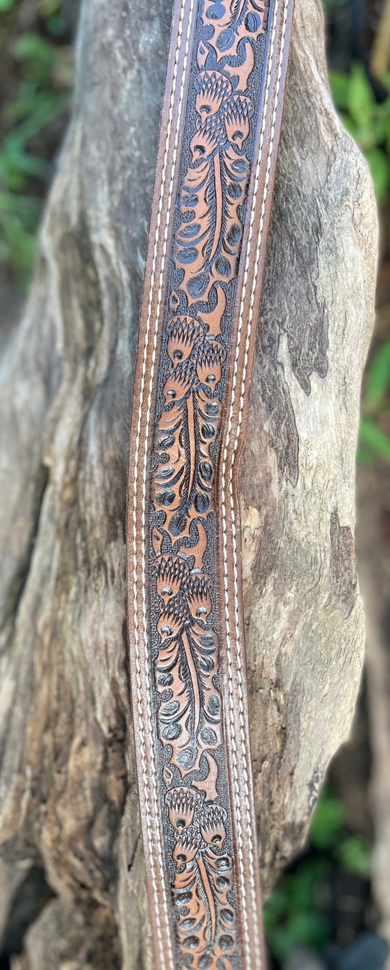 Vintage Tooled leather belt - image 4