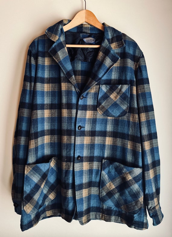 Vintage Pendleton blue plaid wool coat