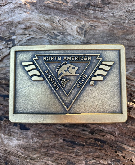 Vintage North American Fishing Club brass belt buc