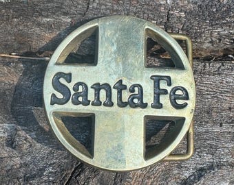 Vintage Santa Fe brass belt buckle