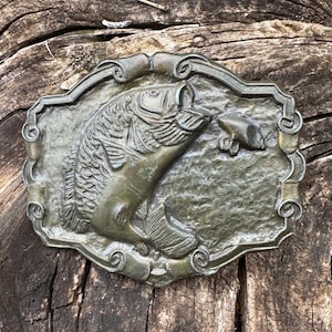 Vintage Bass belt buckle, Fishing belt buckle