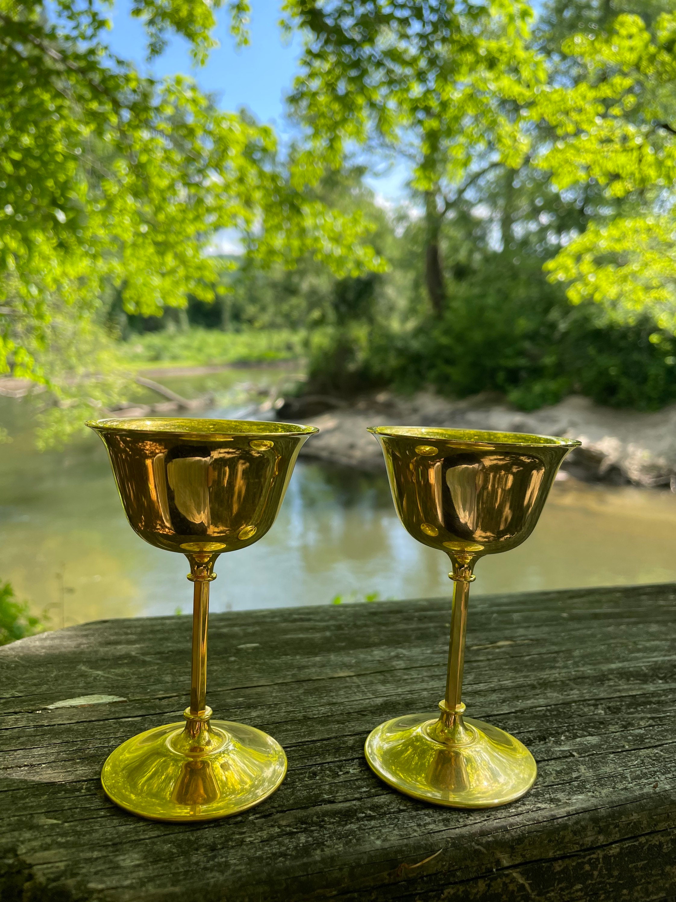 Vintage Modern 24k Gold Plated Wine Glasses WM Ikora Etsy