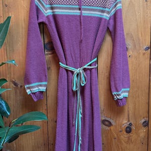 Vintage 70s sweater dress,  handmade 70s dress, knitted dress