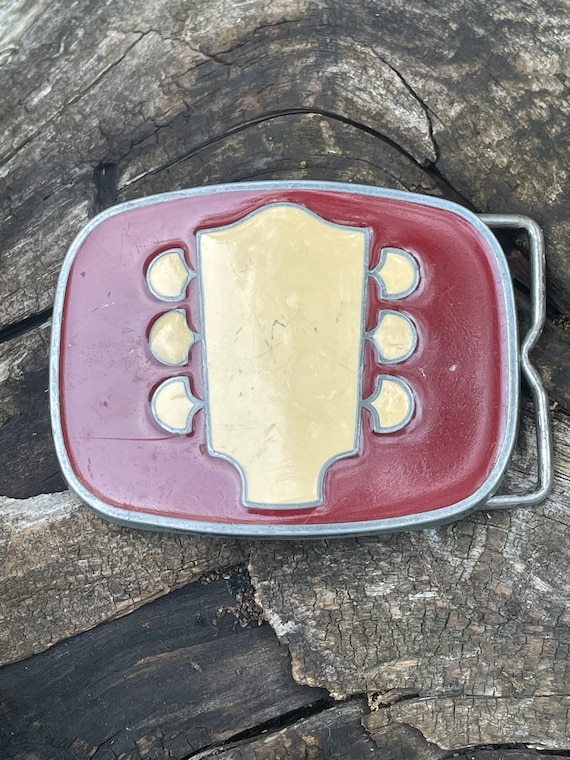 vintage brass guitar buckle Gem