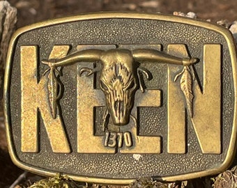 Vintage Brass Steer Belt Buckle: Keen Country Music 1980s