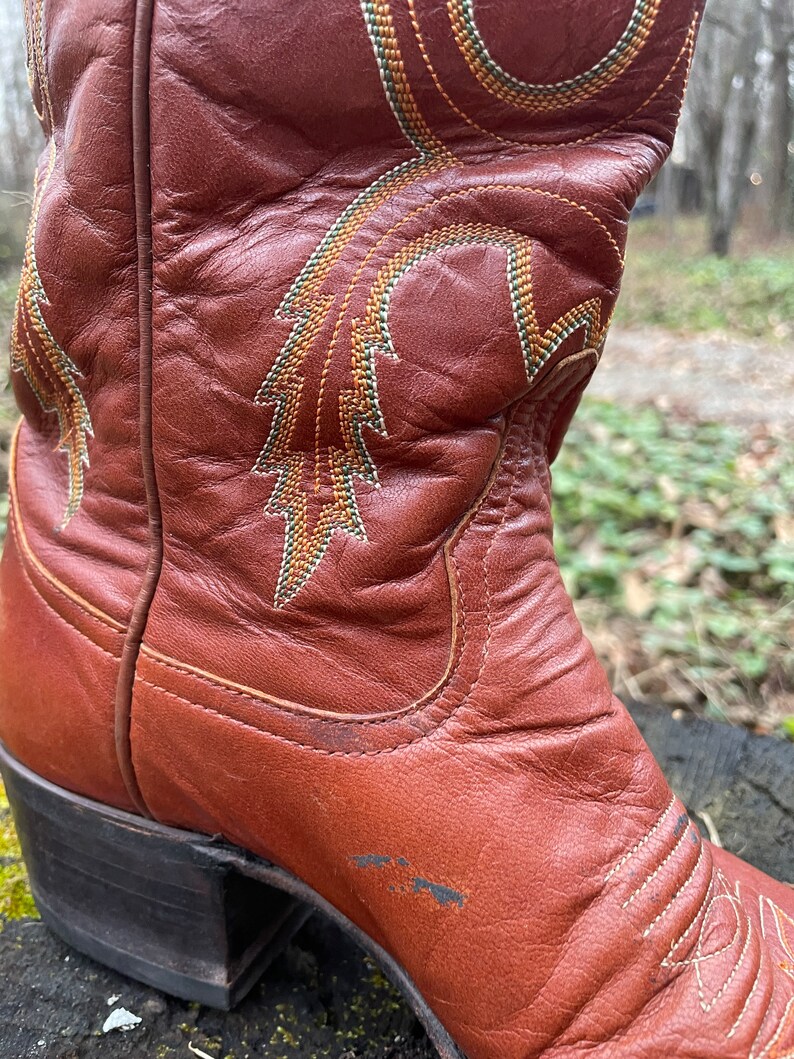 Vintage Larry Mahans Leather Cowboy Boots Etsy