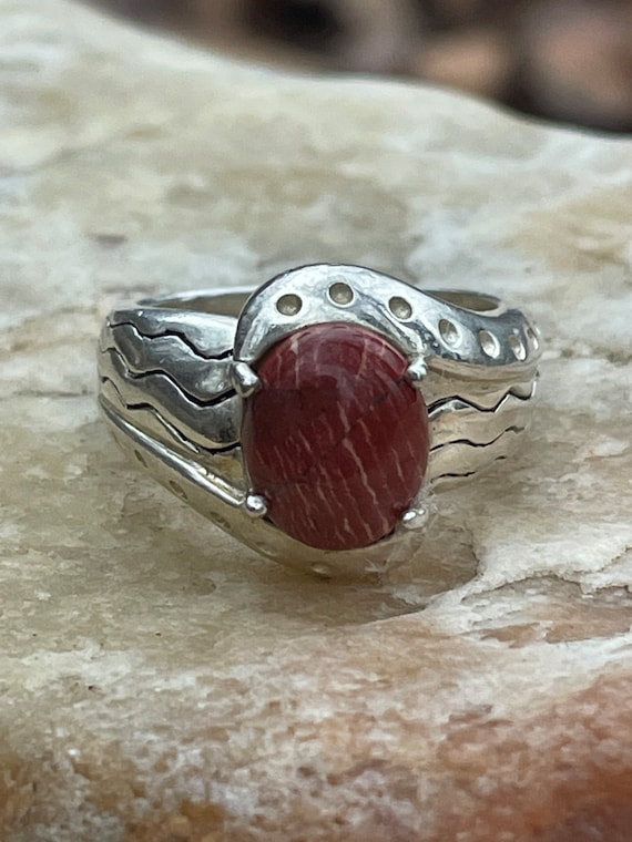 Vintage Sterling Silver And Carnelian ring - image 1