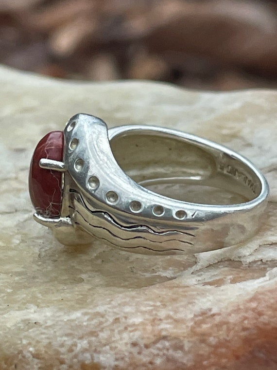 Vintage Sterling Silver And Carnelian ring - image 3