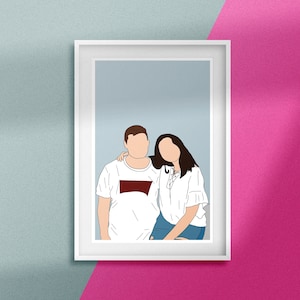 Ritratto personalizzato senza volto, minimalista // Ritratti // Regalo per fidanzata fidanzato amiche // Illustrazione // PDF, JPG o STAMPA