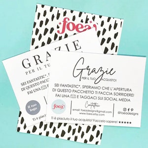 Thank you card // Cartoline di ringraziamento personalizzata, personalizzabile// Biglietti grazie // Ringraziamento acquisto