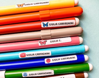 Etichette adesive scuola personalizzabili // Nome personalizzabile // Per pennarelli, pastelli, penne, matite, libri, quaderni