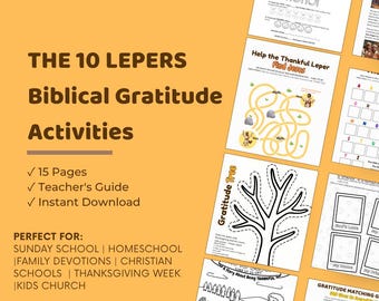 10 Lepers Bible Story Activities | Gratitude Lesson | Sunday School Printables | Ages 4-8 | Homeschool Christian