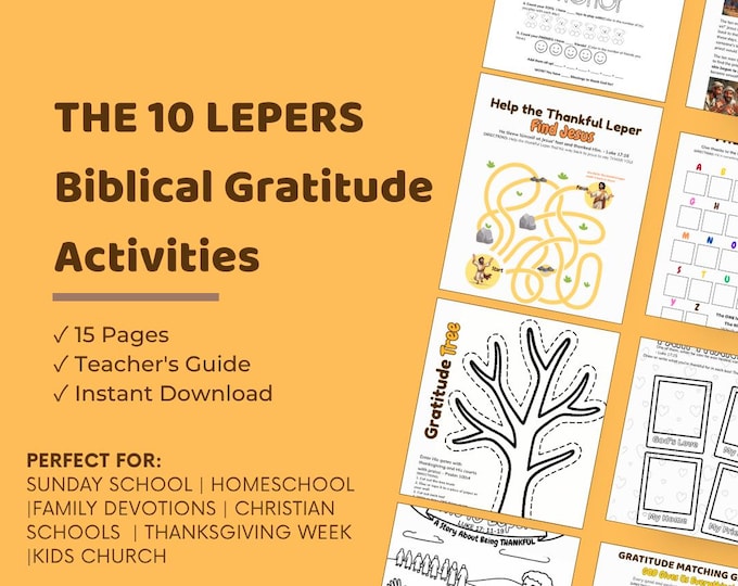 Featured listing image: 10 Lepers Bible Story Activities | Gratitude Lesson | Sunday School Printables | Ages 4-8 | Homeschool Christian