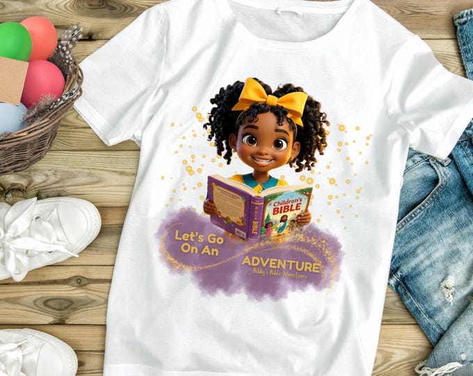 Featured listing image: Bibby's Bible Adventures T-Shirt | Christian Kids Shirt | Faith-Based Toddler Youth Adult Tee | Let's Go On An Adventure | Bible Study Gift