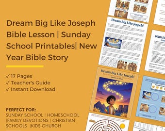 Dream BIG Like Joseph! New Year Bible Activity Bundle for Kids Ages 4-8