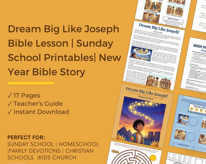 Featured listing image: Dream BIG Like Joseph! New Year Bible Activity Bundle for Kids Ages 4-8
