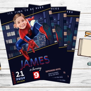 Biglietto d'invito compleanno Spiderman personalizzato, invito festa di compleanno Spiderman, download digitale stampabile, invito supereroe