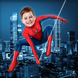 Vaderdagcadeaus, gepersonaliseerde Spider-Man portret karikatuur, verjaardagsuitnodiging cadeau, Spider-Man cadeau tekenfilm, gepersonaliseerde superhelden
