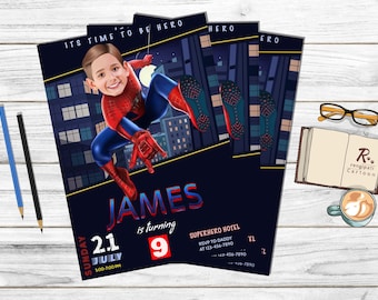 Custom Spiderman Birthday Invitation Card, Spiderman Birthday Party Invite, Printable Digital Download, Superhero Invitation