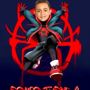 Father Day Gifts, Customized Miles Morales Poster, Spiderman Portraits , Miles Morales Kid Birthday Gift, Invitation Card, Child Gifts