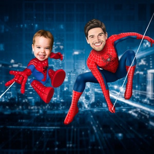 Father Day Gifts, Custom Father-Son Superhero dad Portrait Gift, Superhero dad gift, Superhero invitation, Gifts for kids ready to print