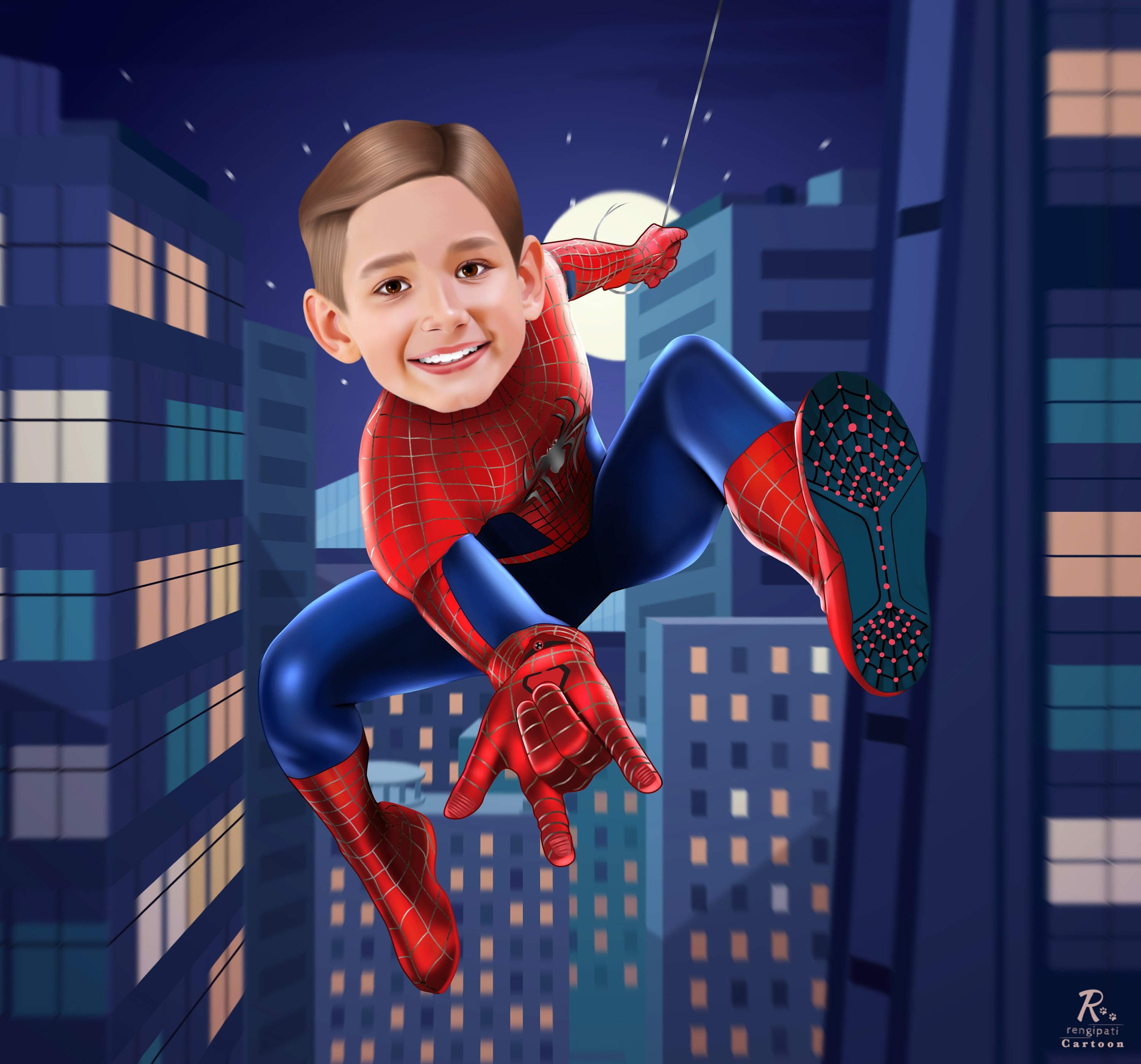 Caricatura personalizada de retrato de Spiderman regalo de - Etsy España