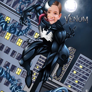 Father Day Gifts, Custom Venom Portrait Poster Birthday invitation Personalized Venom Gift Caricature Gift Superheroes Birthday