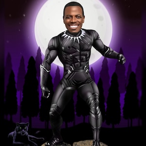 Father Day Gifts, Custom Black Panther Portrait Caricature, Black Panther Poster, Gifts for Boyfriend Hawkeye Portrait Birthday Gift