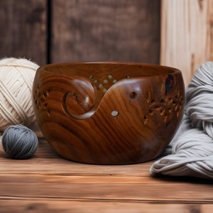 Wooden Yarn Bowl Diy Yarn Storage Container With Lid Round - Temu