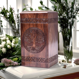 Urn Box for human Ashes Pet Ashes Made Of Beautiful Rosewood Memorie Box Large burial Urn Box Also Use For Cremation Handcrafted Wooden box