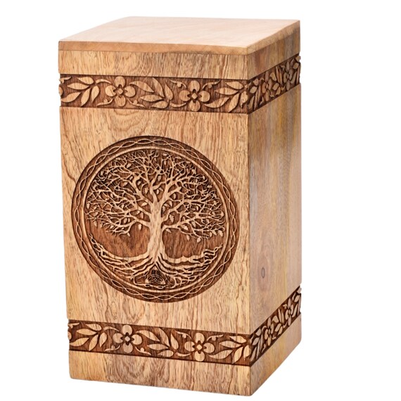 EMPORIUM Mango Wood Urn for Human Ashes tree of Life Wooden Etsy