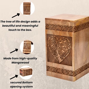 Urn for Human Ashes box for Cremation Urn for Funeral Urn for Burial Urn Box, Wooden Urn for Adult Ash Box for Burial Urn personalized urn
