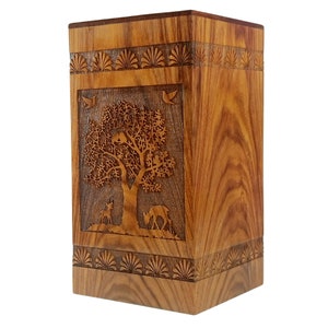 Urn Box for Pets Ashes human Ashes Large Wooden Box for Male female ashes And Memorie box Of Solid Rosewood Engraved Deer box Cremation urn