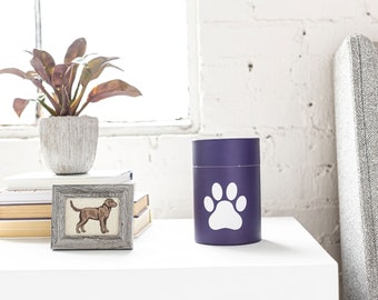 Biodegradable Pet Scattering Tube Urn: Blue Paw Print Paper Cremation Urn