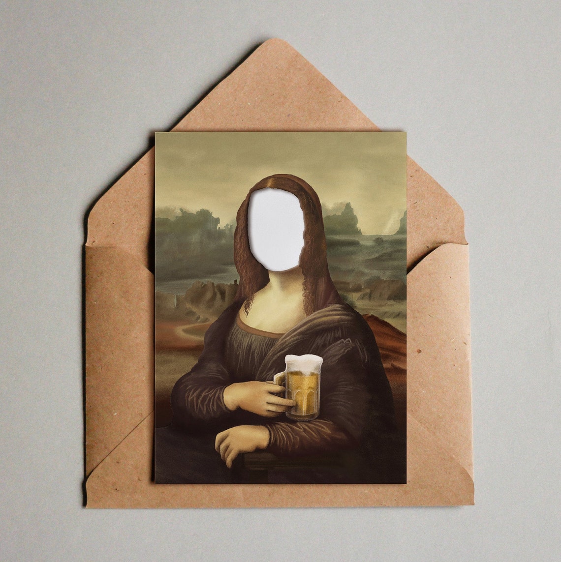 Mona Lisa Card Famous Art Card Photo Booth Personalised Etsy