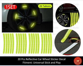 20pcs Reflective Car Rim Wheel Tape Sticker Stripe Decal For Car Motorcycle Bike