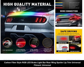 LED Car Light Rear Spoiler 49" Brake Light Wing Spoiler Light