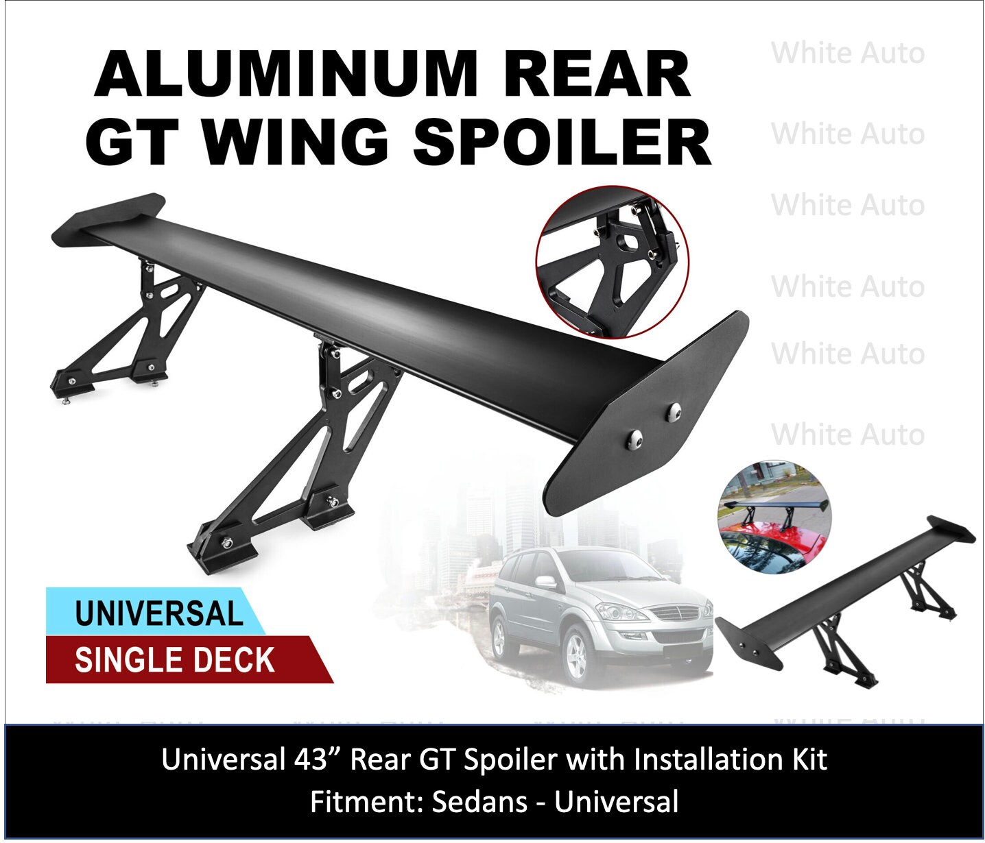 Universal Spoiler 43 Sedan Adjustable Aluminum GT Racing Rear Trunk Wing  Spoiler -  Denmark