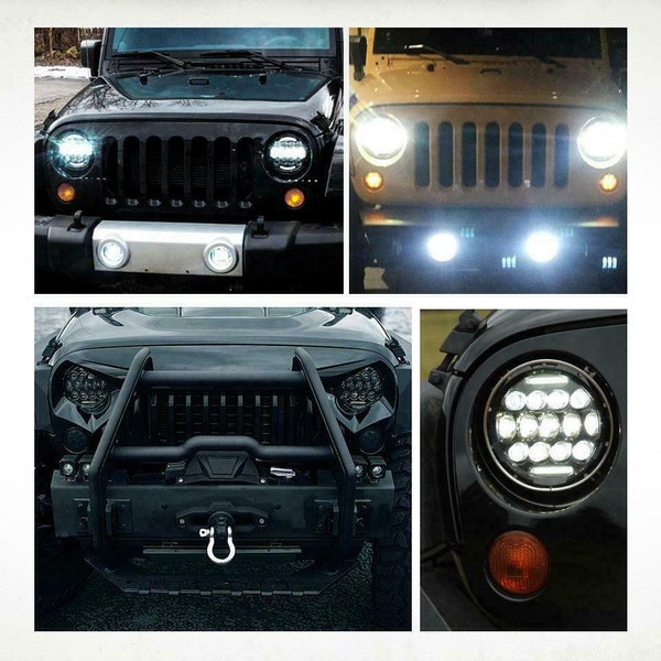 Car Led Headlight 7 inch round halo headlight Hi/Lo with Daytime Running Light for Jeep Wrangler jk LJ TJ CJ