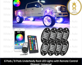 LED Pod RGB Rock Light Kit For Off-Road Underglow Wheel Well Lamp Car Truck ATV 6 and 8 Pods