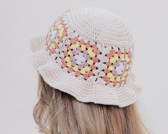 Crochet Granny Square Bucket Hat Pattern - DUNE Bucket Hat Crochet Pattern By Brunaticality