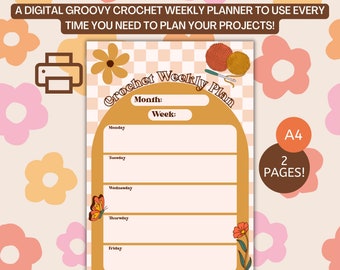 Groovy Printable Crochet Weekly Planner - Weekly Planner - Crochet Planner - Digital Crochet Planner - Crochet