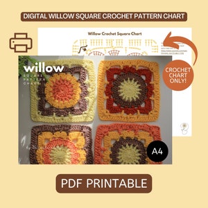 TABLA DE GANCHILLO para el patrón Willow Square, Tabla de crochet Willow Square de Brunaticality
